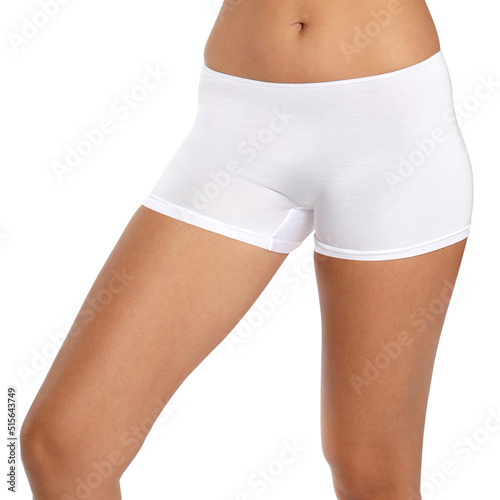 Feeling beautiful. Attractive young woman in underwear smiling while standing against white background.posing in lingerie on a white background ,front view