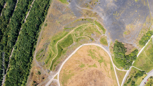 An aerial view of parc penallta a country park built on the site of the old coal colliery in South Wales photo