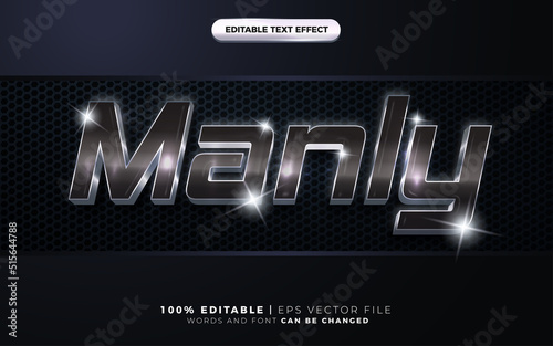 3d luxury black silver manly text style effect template editable text effect