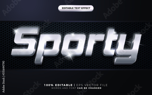 3d luxury silver sporty text style effect template editable text effect