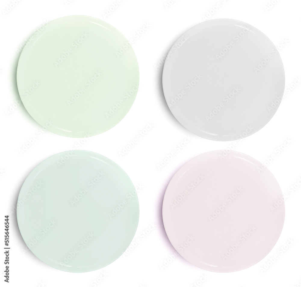 set of plate on white background.