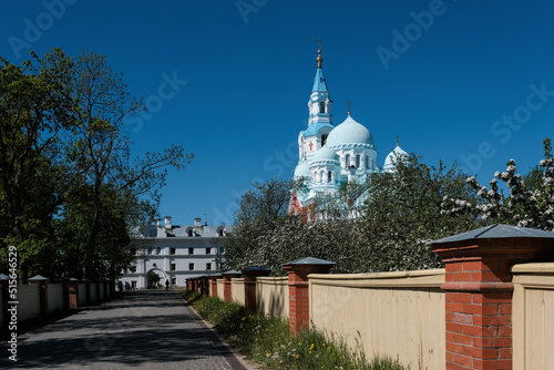 View of Spaso-Preobrazhensky Cathedral of Valaam Monastery on sunny summer day. Karelia, Russia. photo