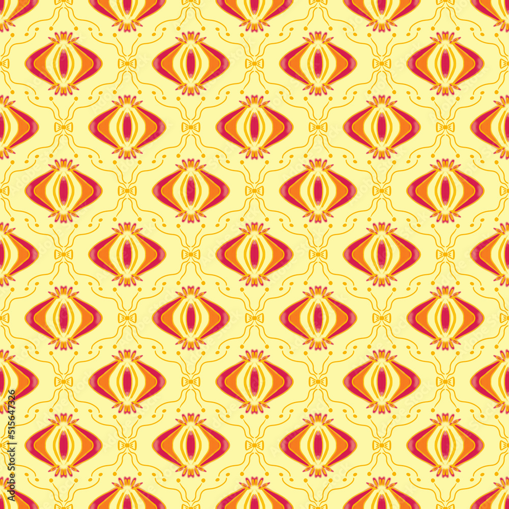Fototapeta premium hand drawn background, ethnic background, yellow tone, vintage, ornament, textile, cover, wrap, packaging, etc.