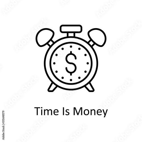Time Is Money vector Outline Icon Design illustration. Project Managements Symbol on White background EPS 10 File