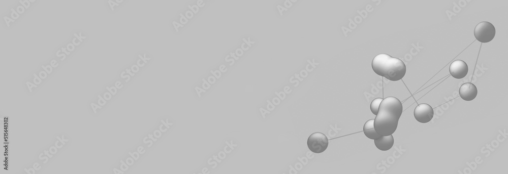 Science Molecule, Molecular DNA Model Structure. 3D render molecular bonds on a gray background.
