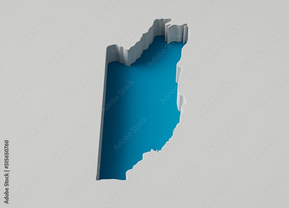 Belize Map 3d inner extrude map Sea Depth with inner shadow. - obrazy, fototapety, plakaty 