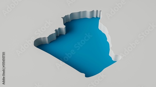 Algeria Map 3d inner extrude map Sea Depth with inner shadow.