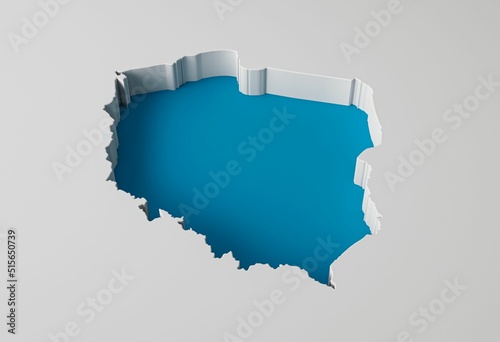 Poland Map 3d inner extrude map Sea Debth with inner shadow