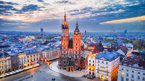 Krakow, Poland - Medieval Ryenek Square and Bazylika Mariacka photo