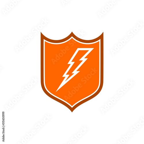 Electric shield icon isolated on white background photo