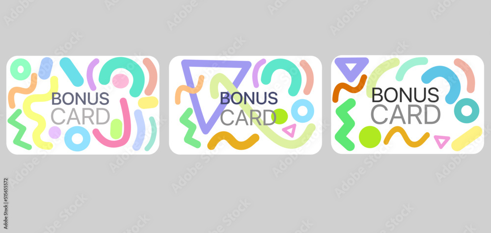 Happy bonus card with noodles pattern for card. Loyalty card