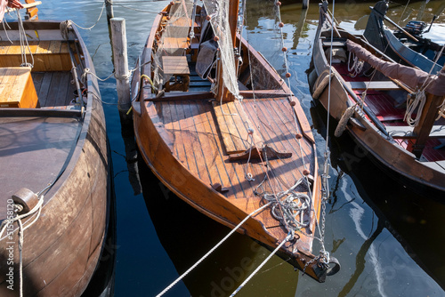 Historic botters in the harbour of Elburg, Gelderland province, The Netherlands