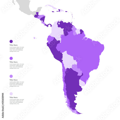 Latin America Map Infographic, Heat Map, Vector Map, Countries Heat Map, Latin America