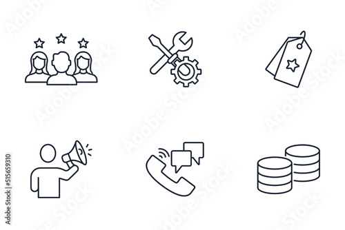 Customer relationship management icons set . Customer relationship management pack symbol vector elements for infographic web