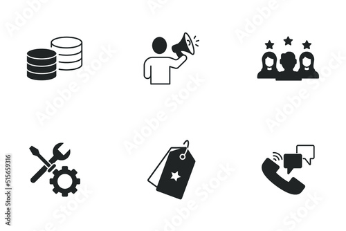 Customer relationship management icons set . Customer relationship management pack symbol vector elements for infographic web