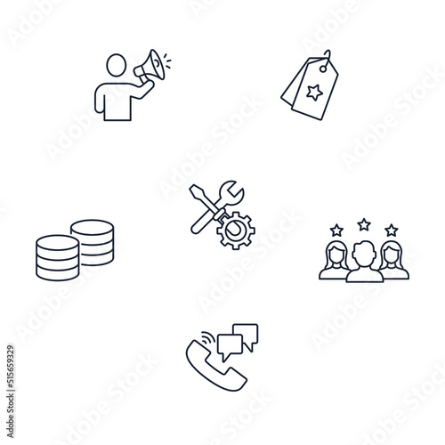 Customer relationship management icons set . Customer relationship management pack symbol vector elements for infographic web