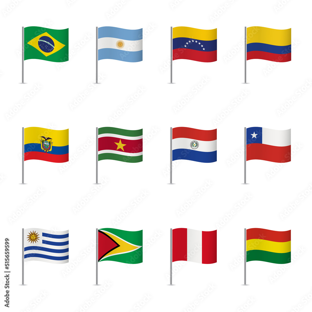 World flags on white background, vector set. World flags on white background, vector set.