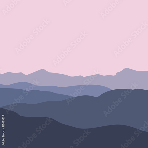 Silhouettes of mountains.