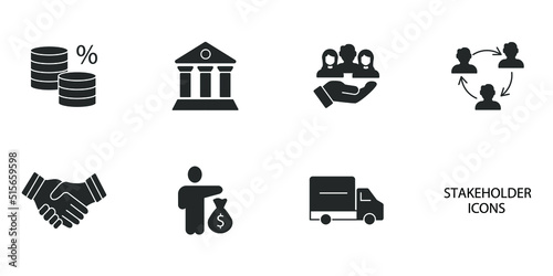 Relationship of Stakeholders icons set . Relationship of Stakeholders pack symbol vector elements for infographic web