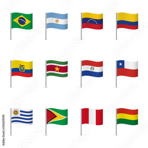 World flags on white background, vector set. 