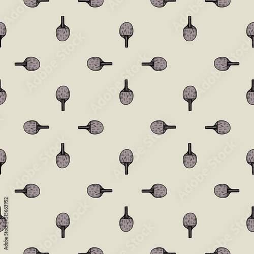 Ping pong racket sketch seamless pattern. Vintage sport elements for table tennis hand drawn style.