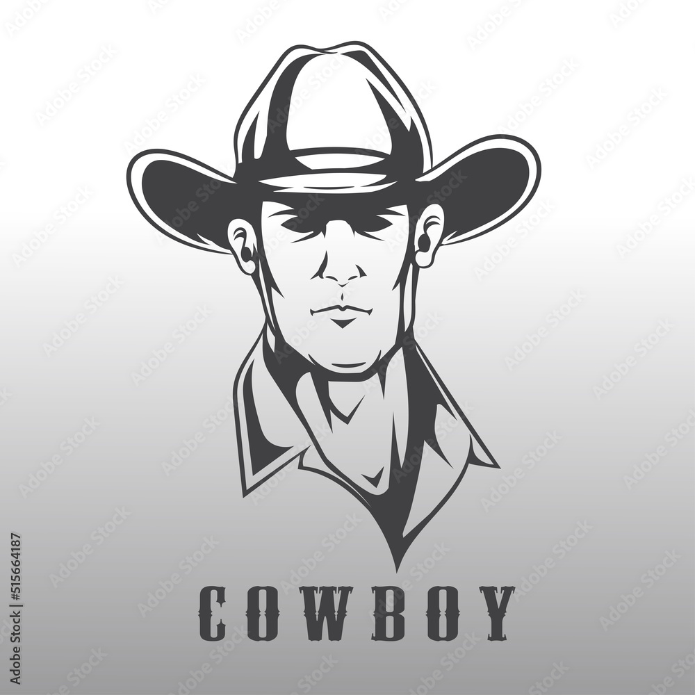 Logo template with the image of the man in hat. Cowboy. vector illustration Mascot. Logo template with the image of the man in hat. Cowboy. vector illustration Mascot.
