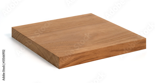 Brown hardwood cutting board for kitchen accessories square shape on a white background.