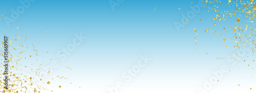 Gold Confetti Anniversary Vector Panoramic Blue