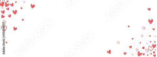 Maroon Color Hearts Vector Panoramic White