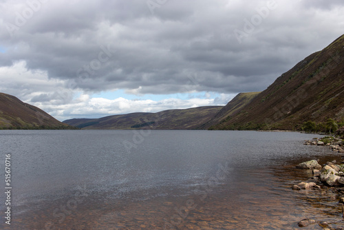 Canvas Print Loch Muick on an overcast Day