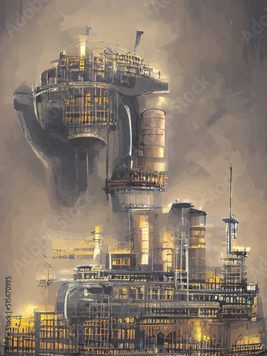 oil refinery at night