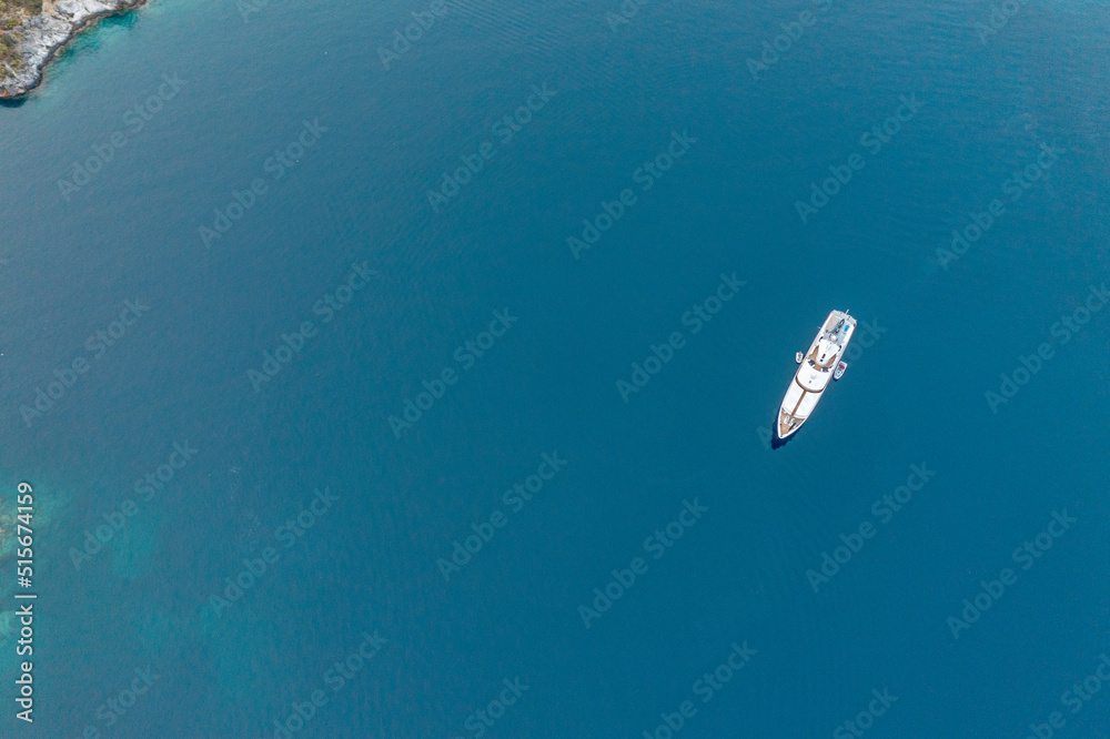 aerial Luxury yacht view in Fethiye, Turkey aerial Luxury yacht view in Fethiye, Turkey