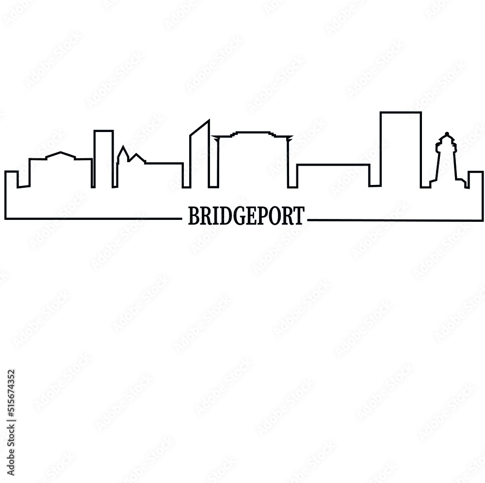 Bridgeport Connecticut city skyline outline