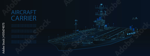 Vector of an aircraft carrier over a dark blue background