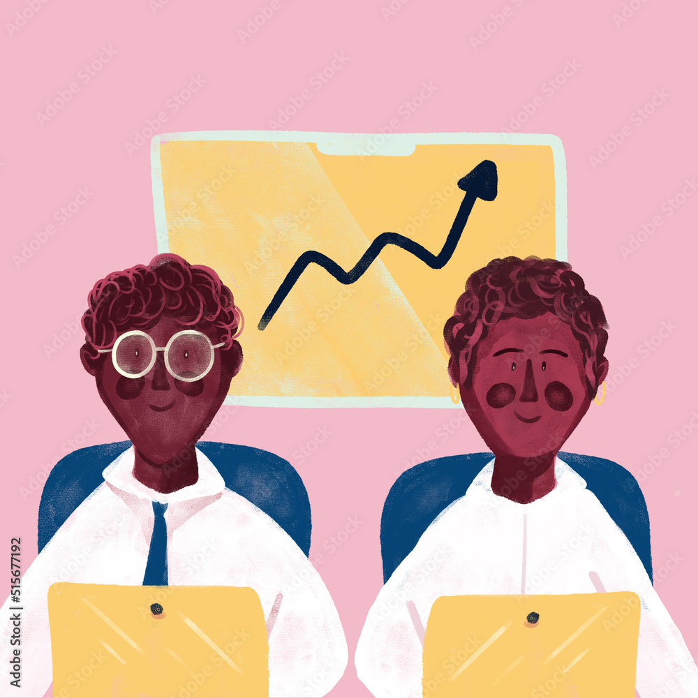 Ilustración de personas morenas trabajando en