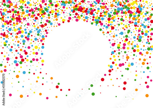 Bright Circle Background White Vector. Round Paper Design. Colorful Banner. Rainbow Confetti Festive. Polka Decor Frame.