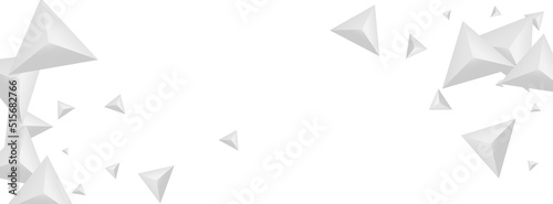 Grizzly Origami Background White Vector. Triangle Art Illustration. Hoar Creative Texture. Crystal Idea. Silver Pyramid Design. © Vlada Balabushka