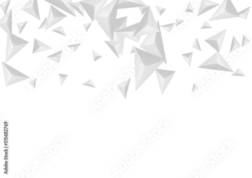 Fototapeta Naklejka Na Ścianę i Meble -  Greyscale Crystal Background White Vector. Pyramid Construction Backdrop. Silver Abstract Template. Origami Idea. Gray Shard Card.