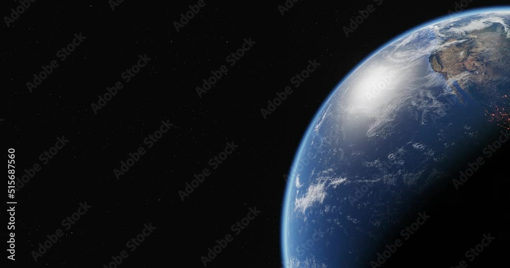 3D view of the Earth from space against the background of the starry sky. Cosmic planet globe. Looped animation.