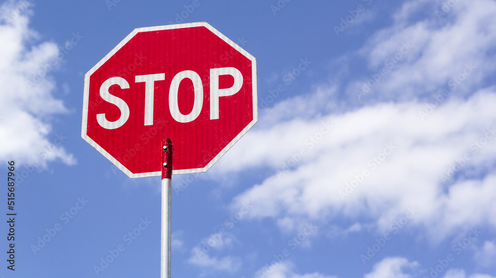 Stop sign and blue sky with copy space Stop sign and blue sky with copy space