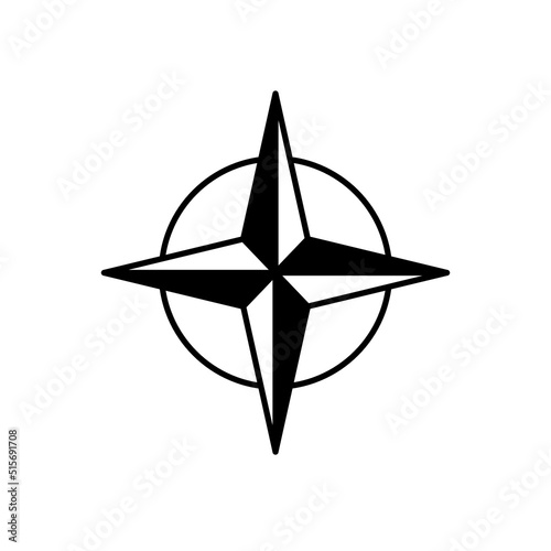  North star compass icon shape symbol. Nautical navigation