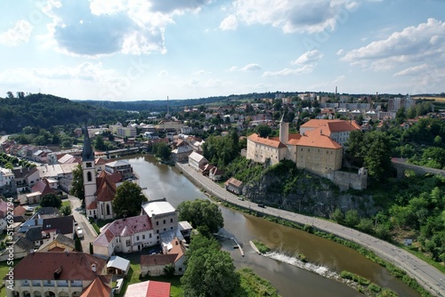 Castle Ledeč nad Sázavou (Hrad Ledeč nad Sázavou) Czech republic,aerial panorama landscape view of historical town Ledec nad Sazavou, photo