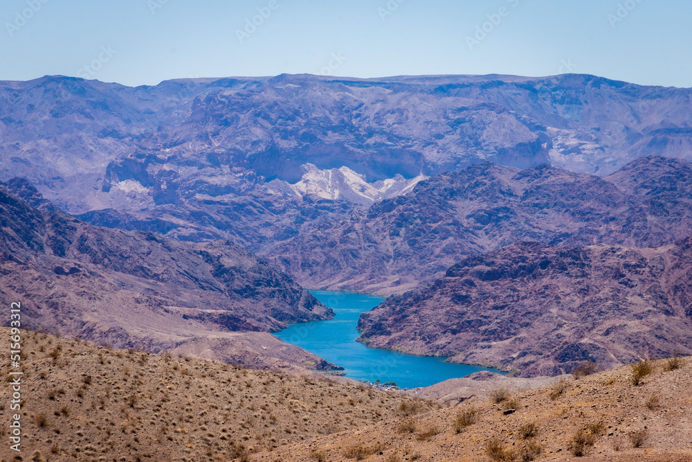 distant view of colorado river downstream of Hoover Dam