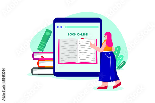 Online Education flat illustration concept on white background