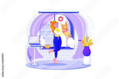 Women taking a break from work flat illustration concept on white background