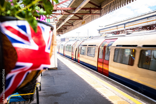 British Union flag and London Underground train