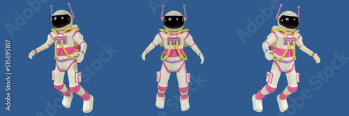 astronaut 3d illustration with floating pose. 3d rendering