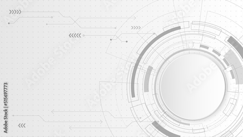 Abstract futuristic technology white background template with circle line and copyspace