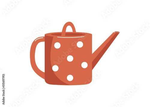 A  gardening tool, a watering can isolated on a white background. Colored flat vector illustration. Floristics and gardening, hobbies, outdoor activities. Horticulture, agronomy sign.