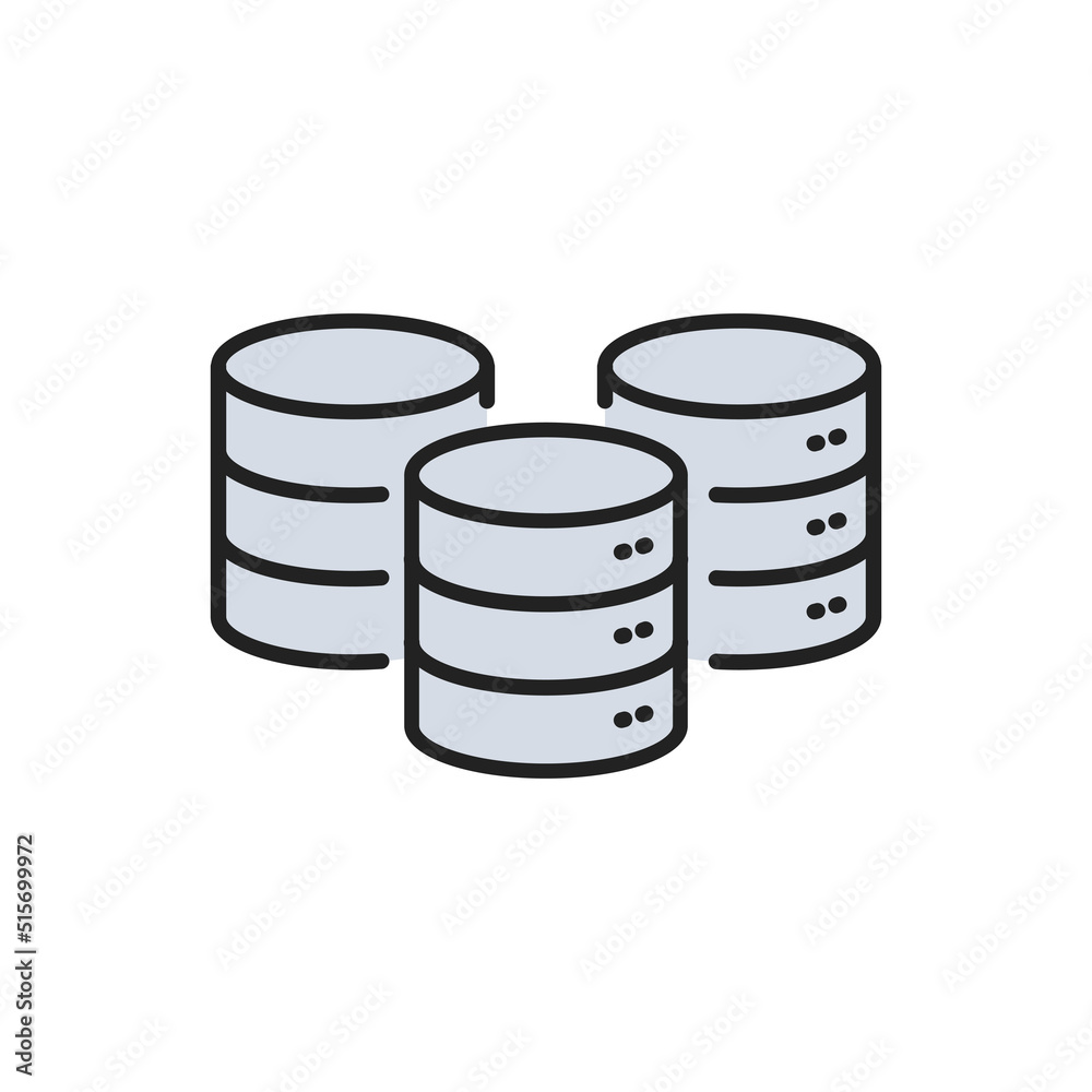 Three database icon. High quality coloured vector illustration. Three database icon. High quality coloured vector illustration.